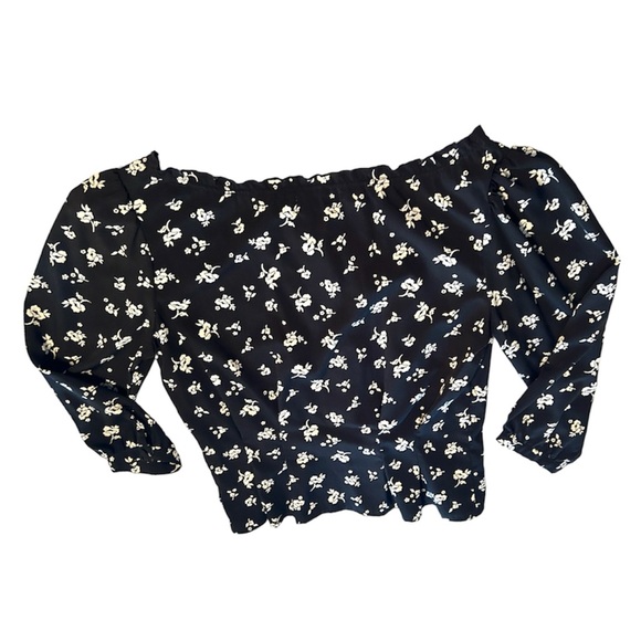 Sweet Baby Jamie Black Floral Tie Top - Picture 3 of 11
